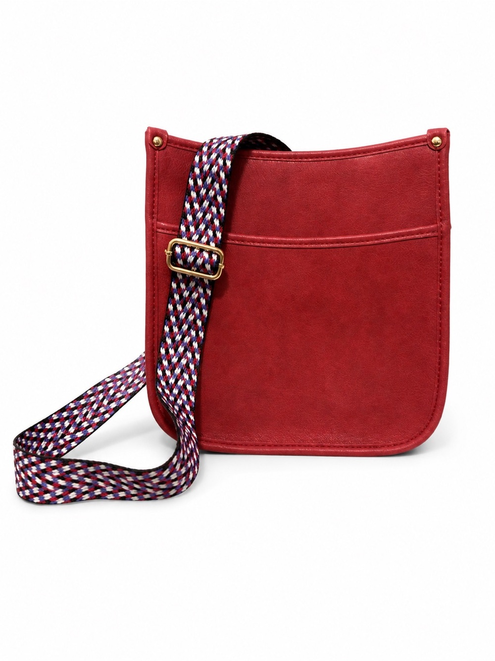 Montana West Red Leather Crossbody Bag Gold Hardware Woven Strap